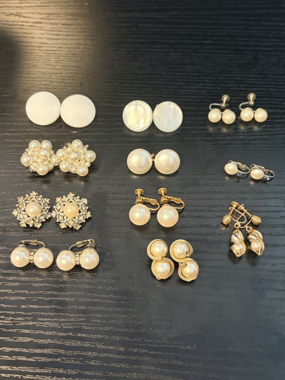 Vintage Pearl Earrings Clip Ons White Wearable 11 Pair